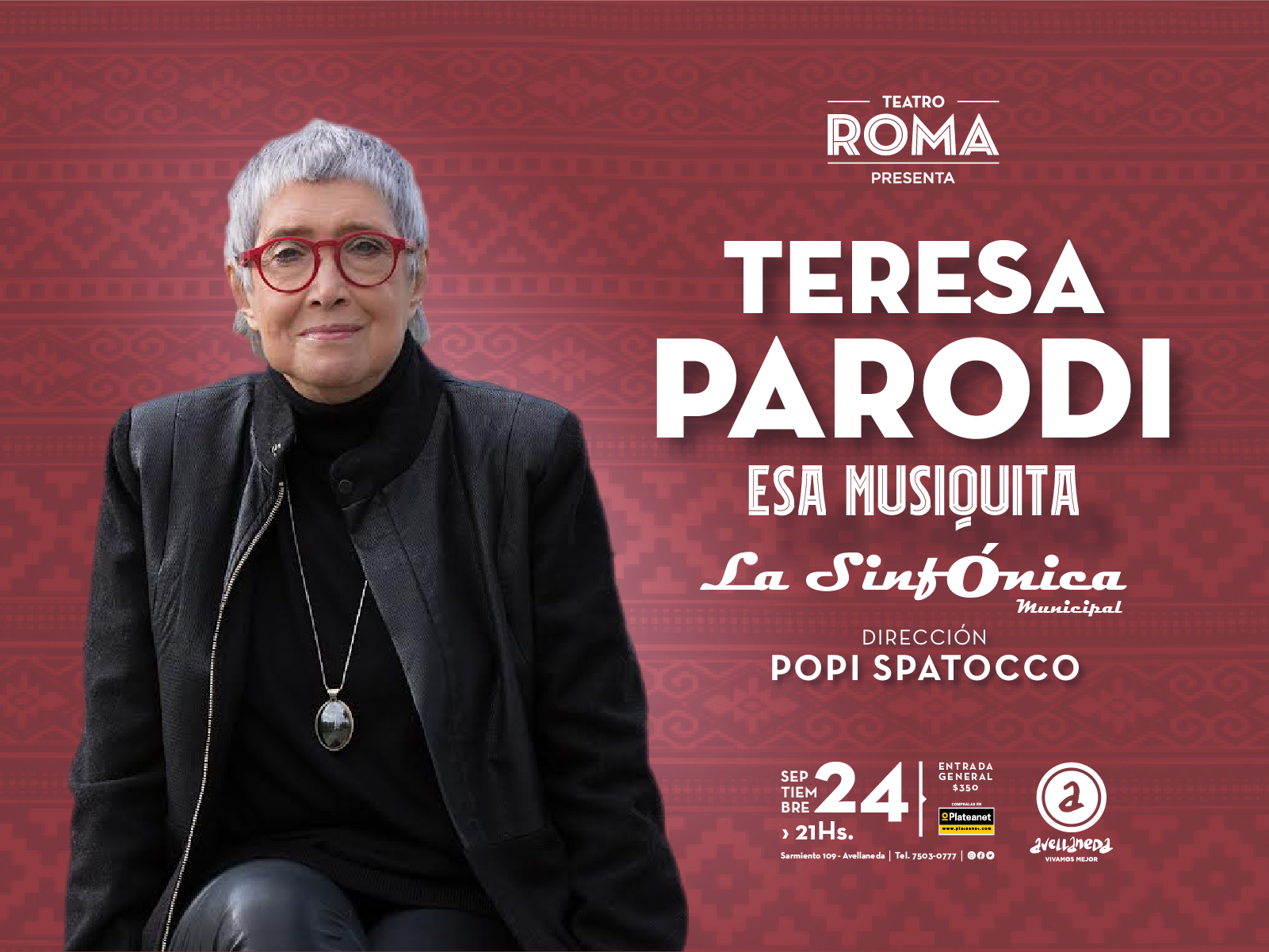 «Teresa Parodi junto a la Orquesta Sinfónica de Avellaneda»