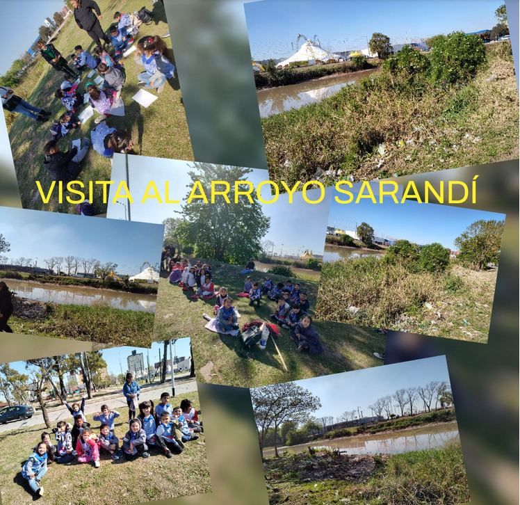 VISITA AL ARROYO SARANDÍ CON EP 70. LOS NIÑOS/AS OBSERVARON ESTADO DEL AGUA, FLORA Y FAUNA QUE HABITA O NO ALLÍ. A PARTIR DE LO VISUALIZADO, REALIZARON REGISTROS.