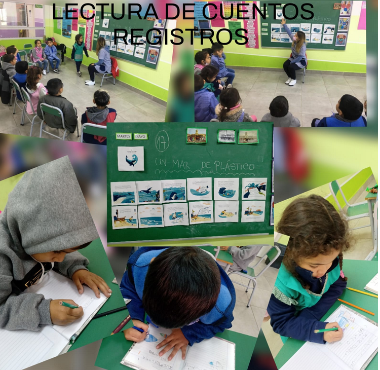 LECTURA DE CUENTOS Y REGISTROS. CUENTOS LEÍDOS: “UN MAR DE PLÁSTICO”, “UN VIAJE EN EL RÍO”, “EL RIACHUELO SIN FILTRO”. LUEGO DE LEER CADA CUENTO, SE REALIZÓ UN INTERCAMBIO CON LOS NIÑOS/AS DANDO LUGAR A REFLEXIONAR SOBRE LOS CUIDADOS QUE DEBE TENER EL ARROYO.