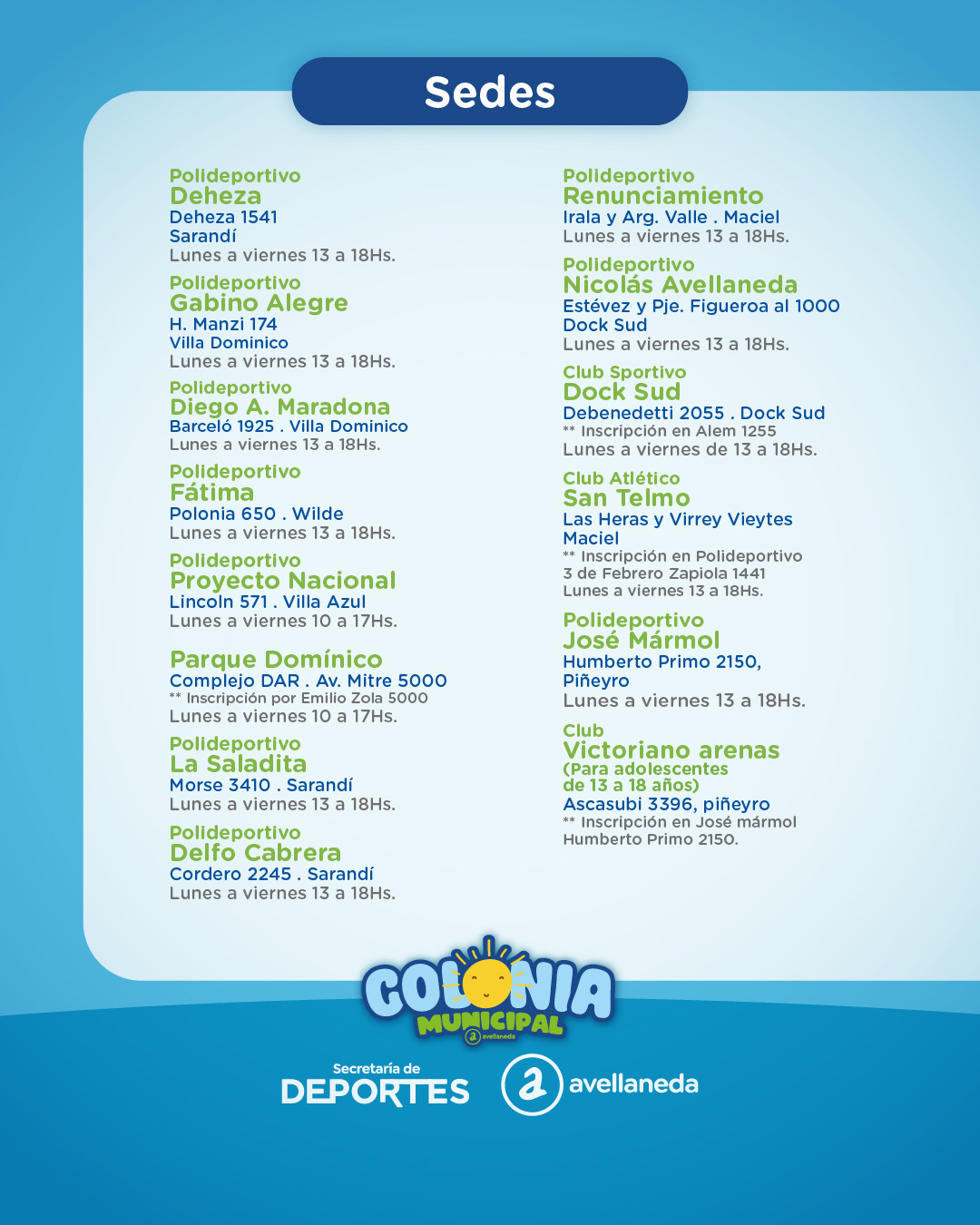 COMIENZA LA INSCRIPCIÓN PARA LA COLONIA MUNICIPAL