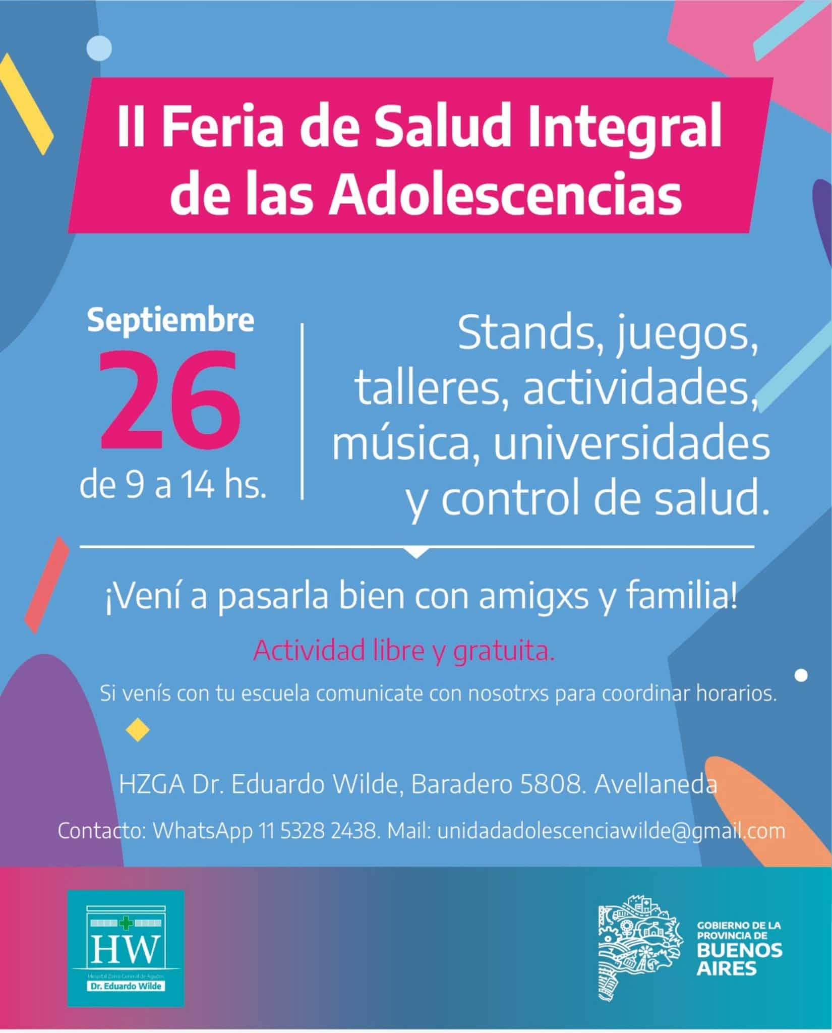 Feria de Salud Integral de las Adolescencias en Avellaneda: talleres, juegos y controles gratuitos