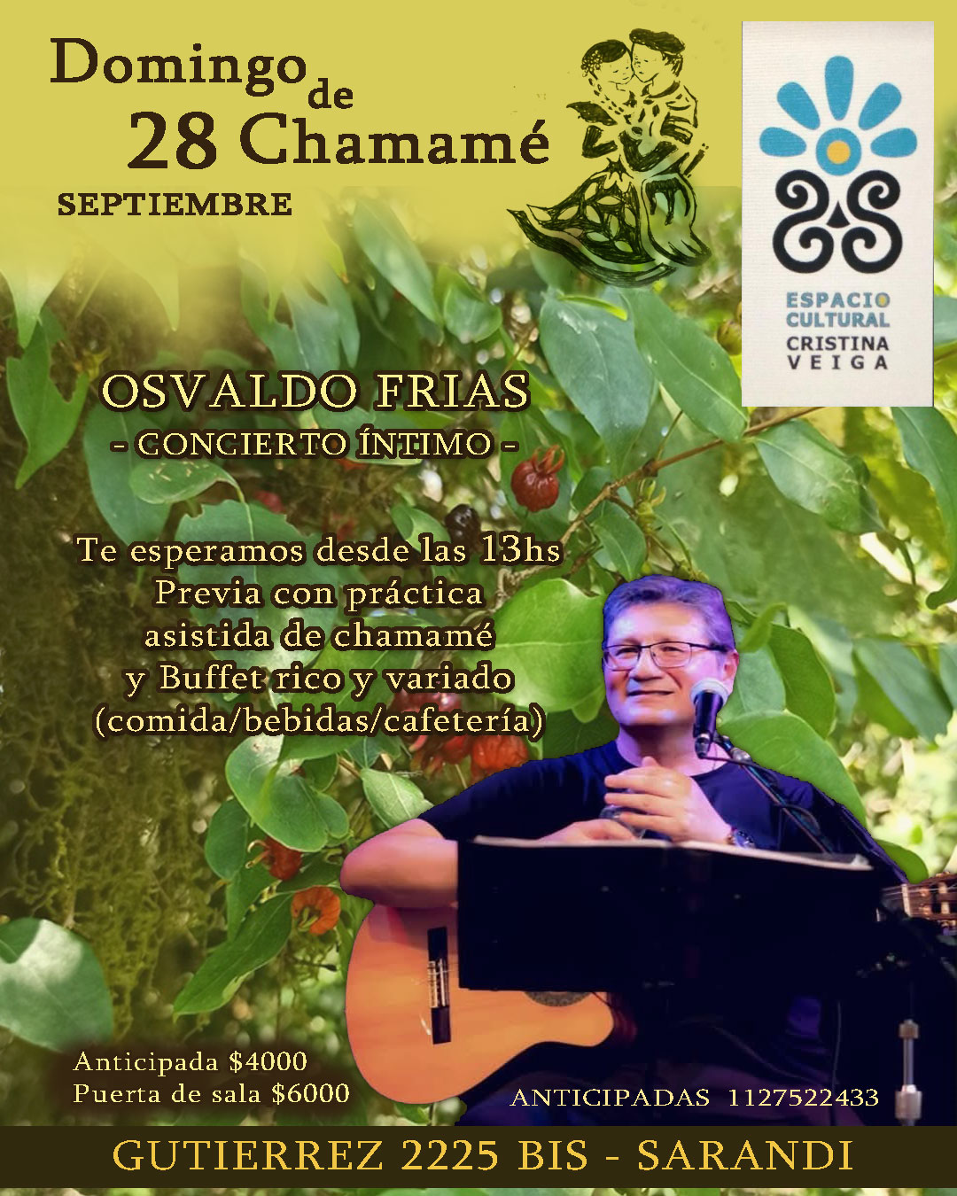 Domingo de chamamé con Osvaldo Frías en Sarandí: música, cultura y gastronomía