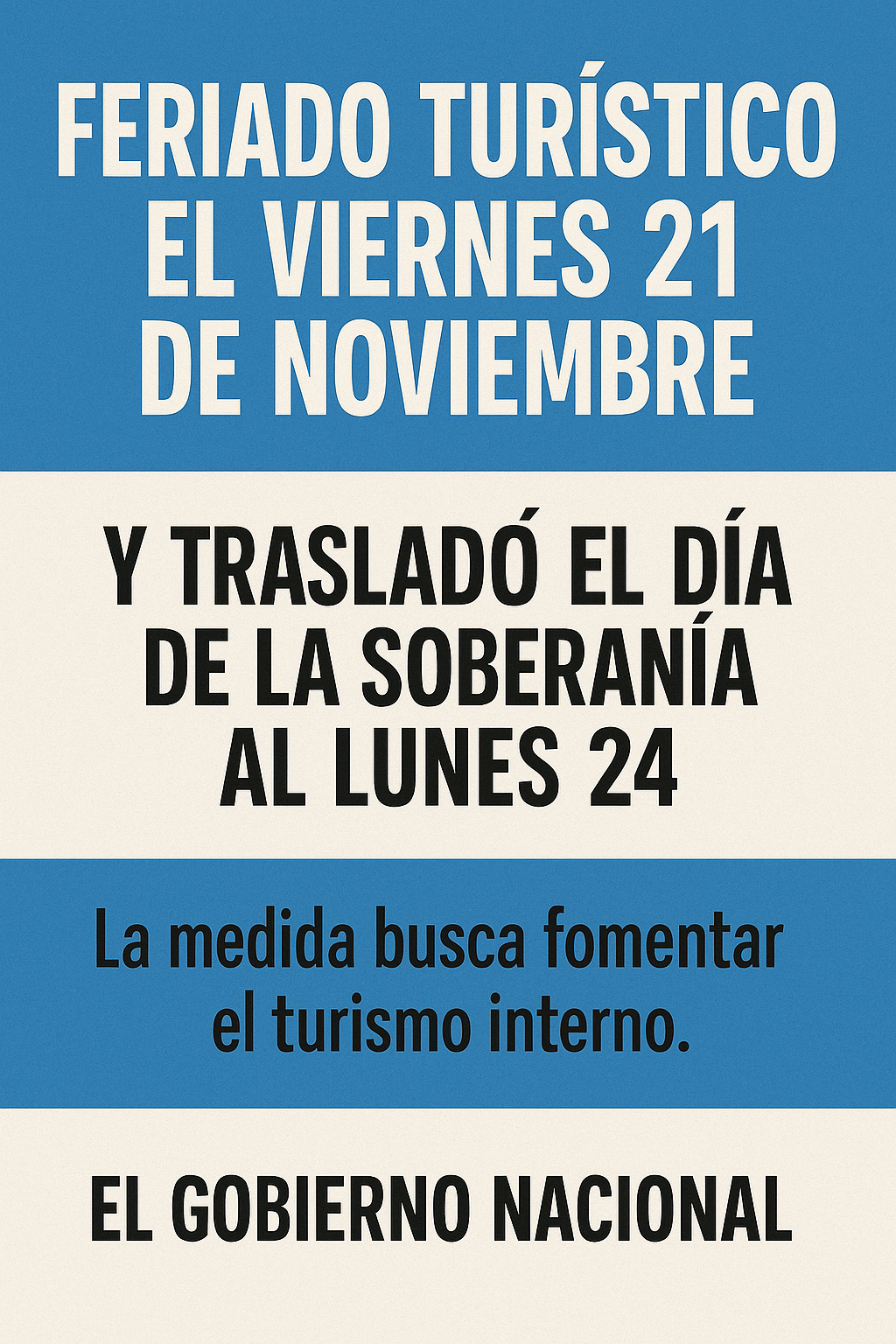 Nuevo feriado en noviembre 2025: habrá fin de semana extra largo de cuatro días